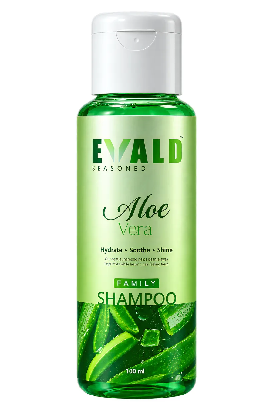 A single EVALD Seasoned Aloe Vera Shampoo bottle