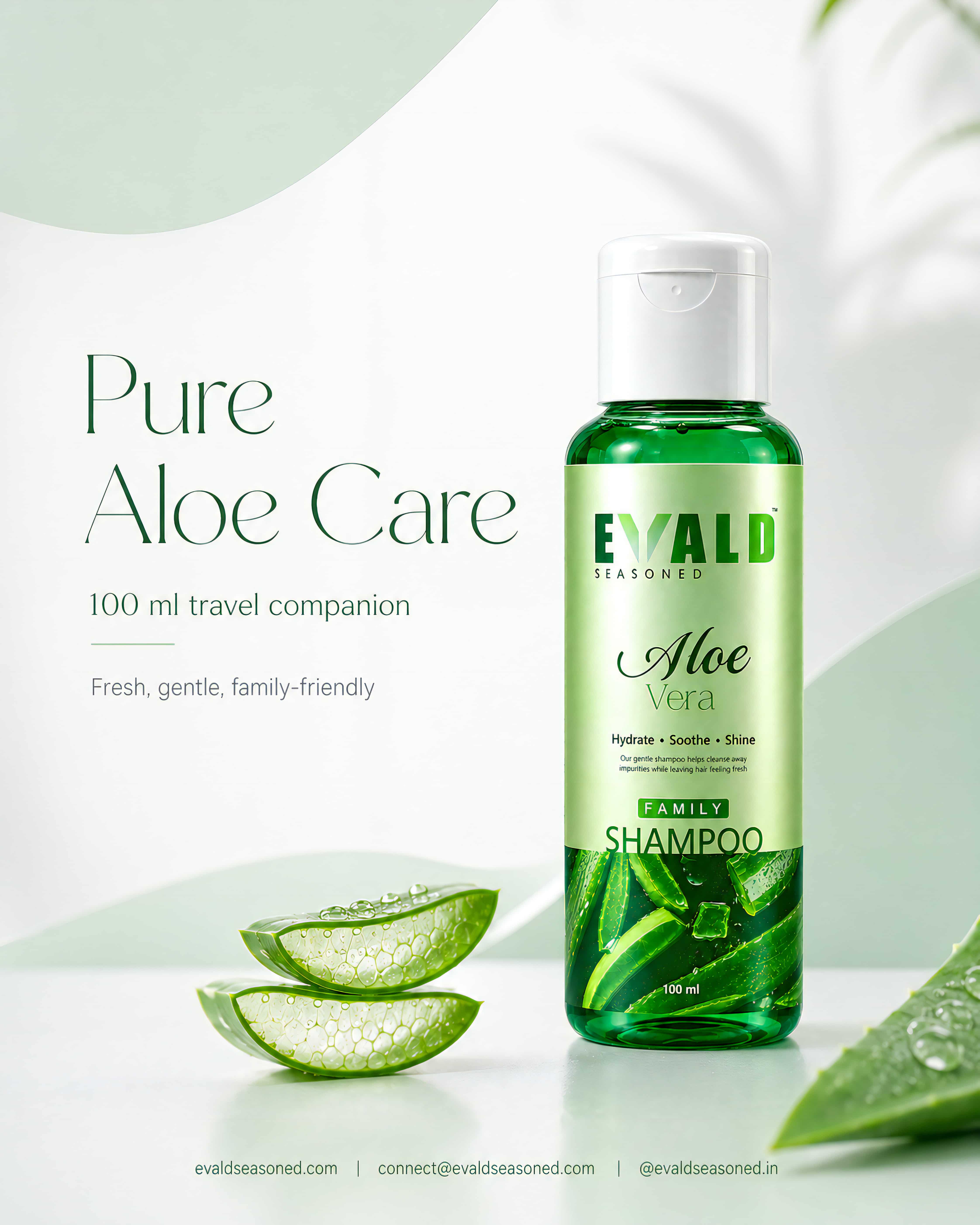 EVALD Seasoned Aloe Vera Shampoo 100 ml with sliced aloe vera